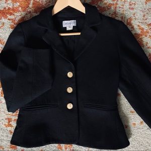 MOLLY B BOSTON | NAVY BLACK WOOL CROP BLAZER |NWOT